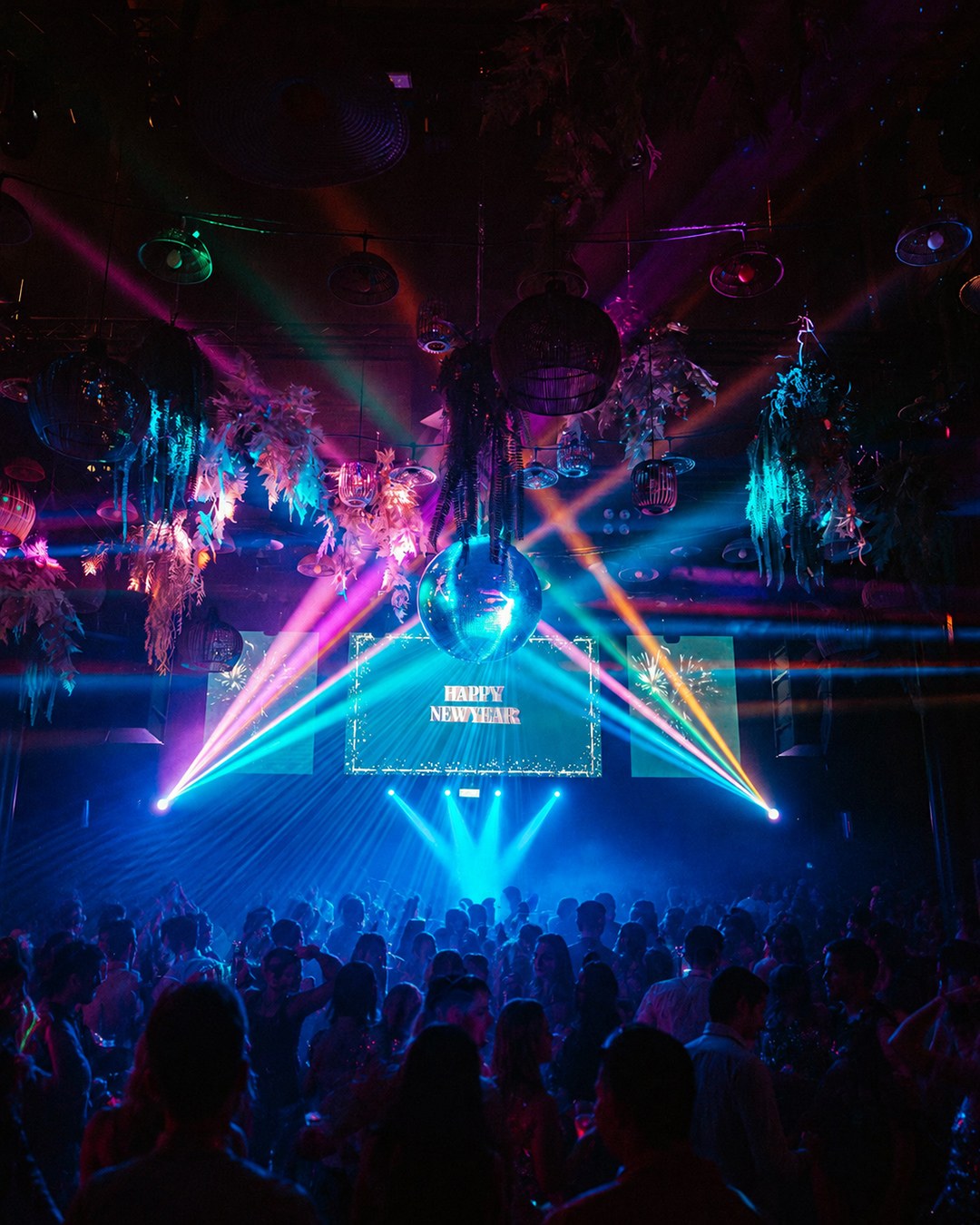 Dance floor with blue stage lights