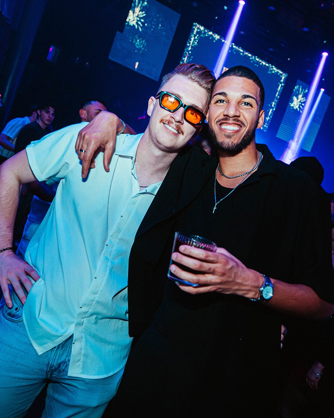 Two friends at the New Year party
